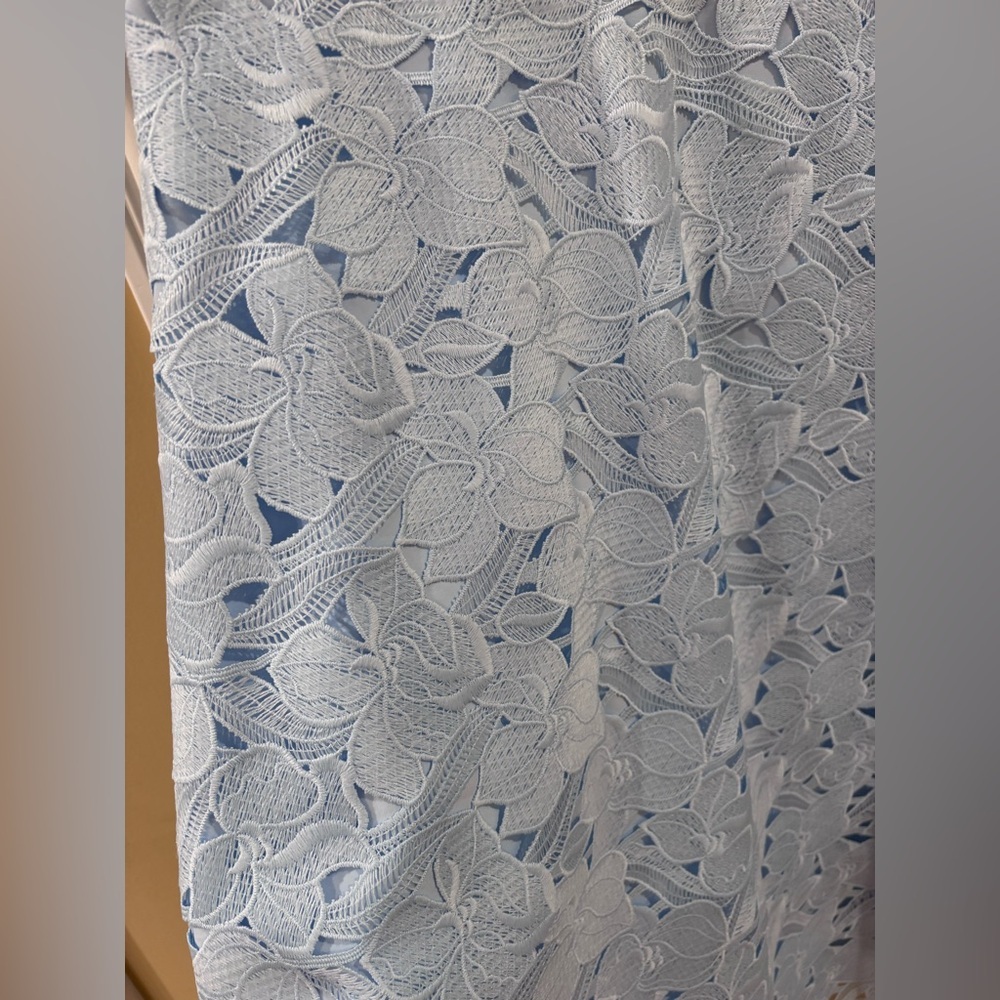 Ann Taylor V-Neck Embroidered Lace Sleeveless Dress Blue 4 - Picture 8 of 11